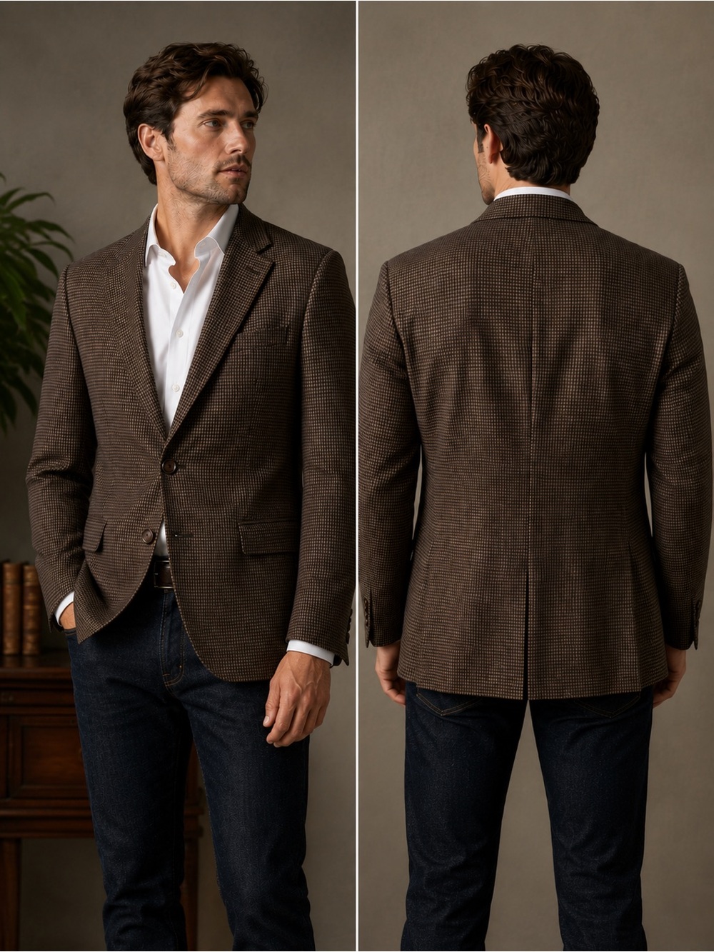 Charles Tyrwhitt 100% Wool Houndstooth Sport Coat Blazer 42S Classic Fit